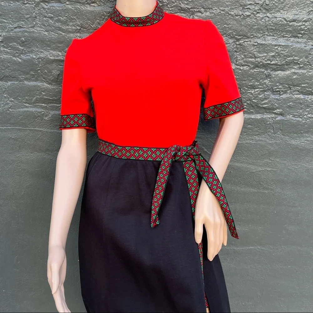 - Vintage Red Romper & Wrap Skirt Embroidered Edge Set! EUC!